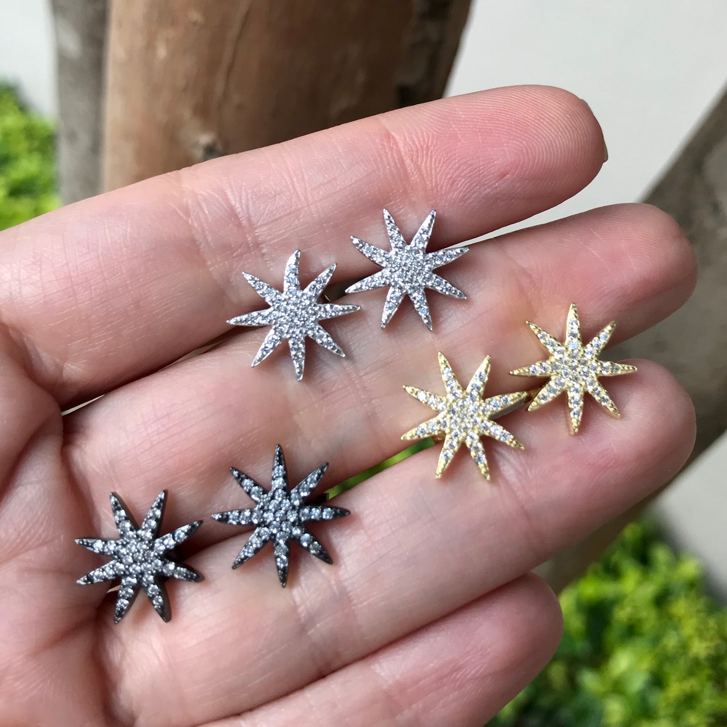 Arete de plata de ESTRELLA con ZIRCONIAS