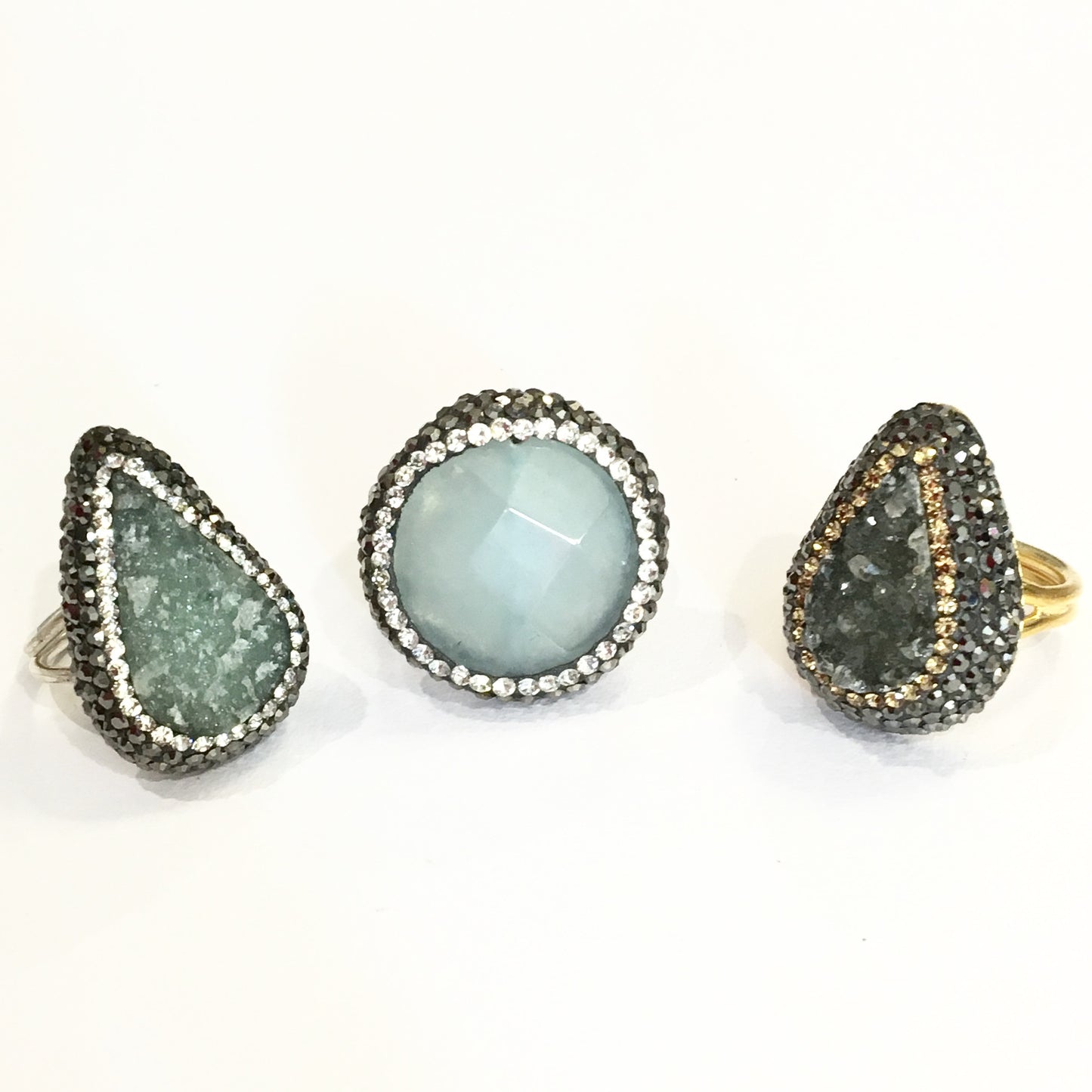 Anillos de plata con piedra natural y cristales VARIOS