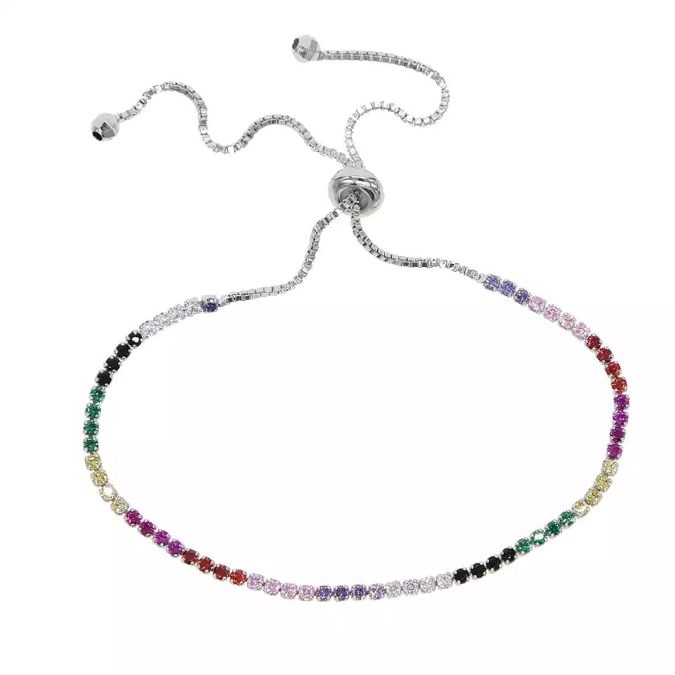 Pulsera AJUSTABLE con zirconias de COLORES
