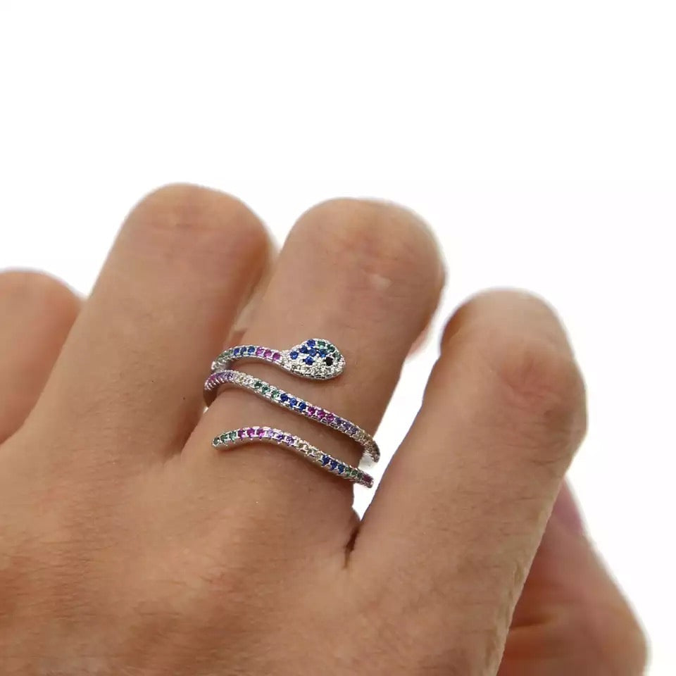 Anillo de VIVORA de ZIRCONIAS de colores