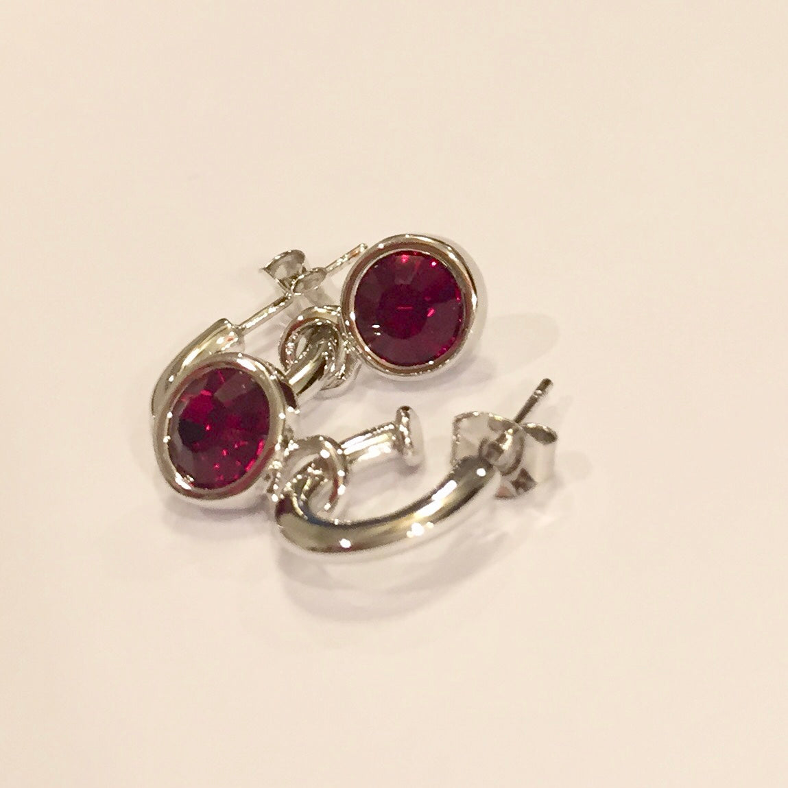 Arete PLATEADO con cristal SWAROVSKI Colgante