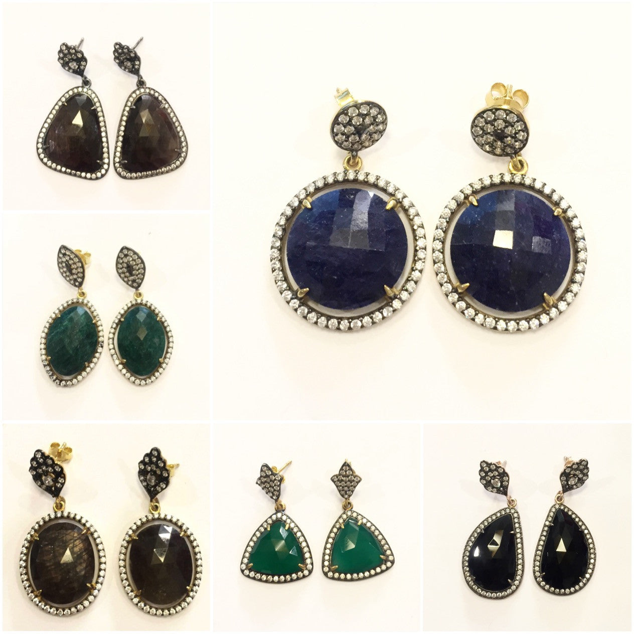 Aretes de topaz y zafiro