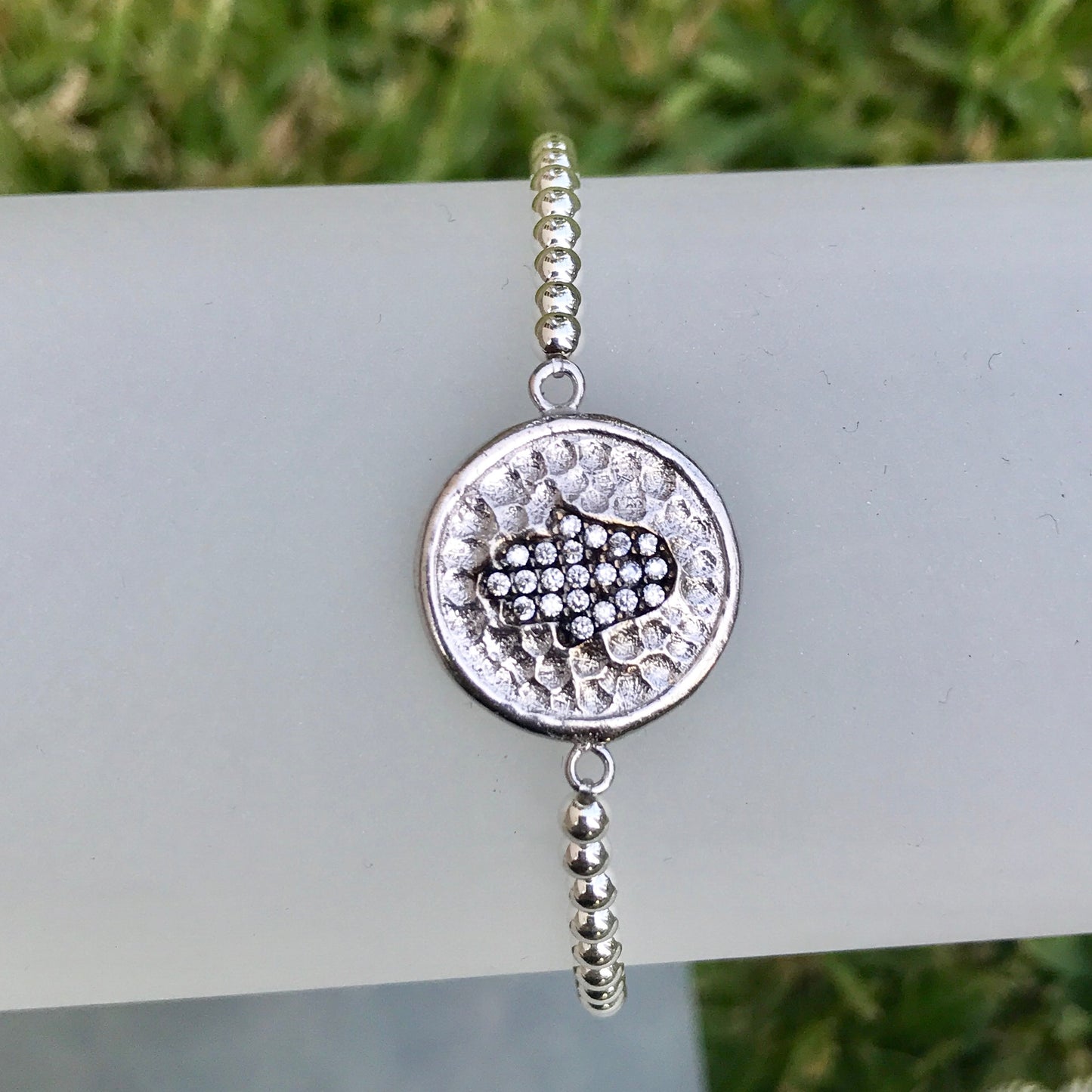 Pulseras ELASTICAS de bolitas y DIJES de PLATA .925