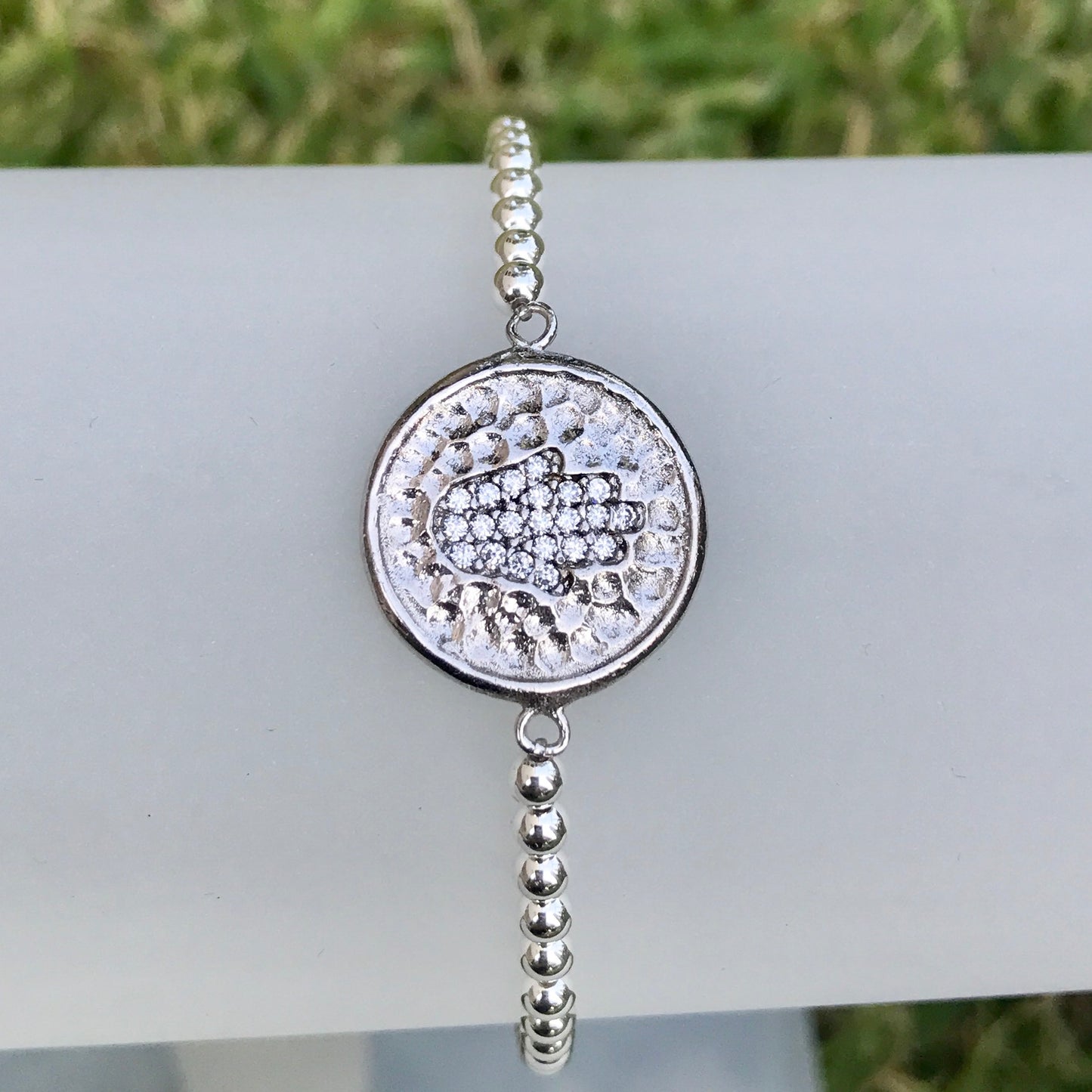 Pulseras ELASTICAS de bolitas y DIJES de PLATA .925