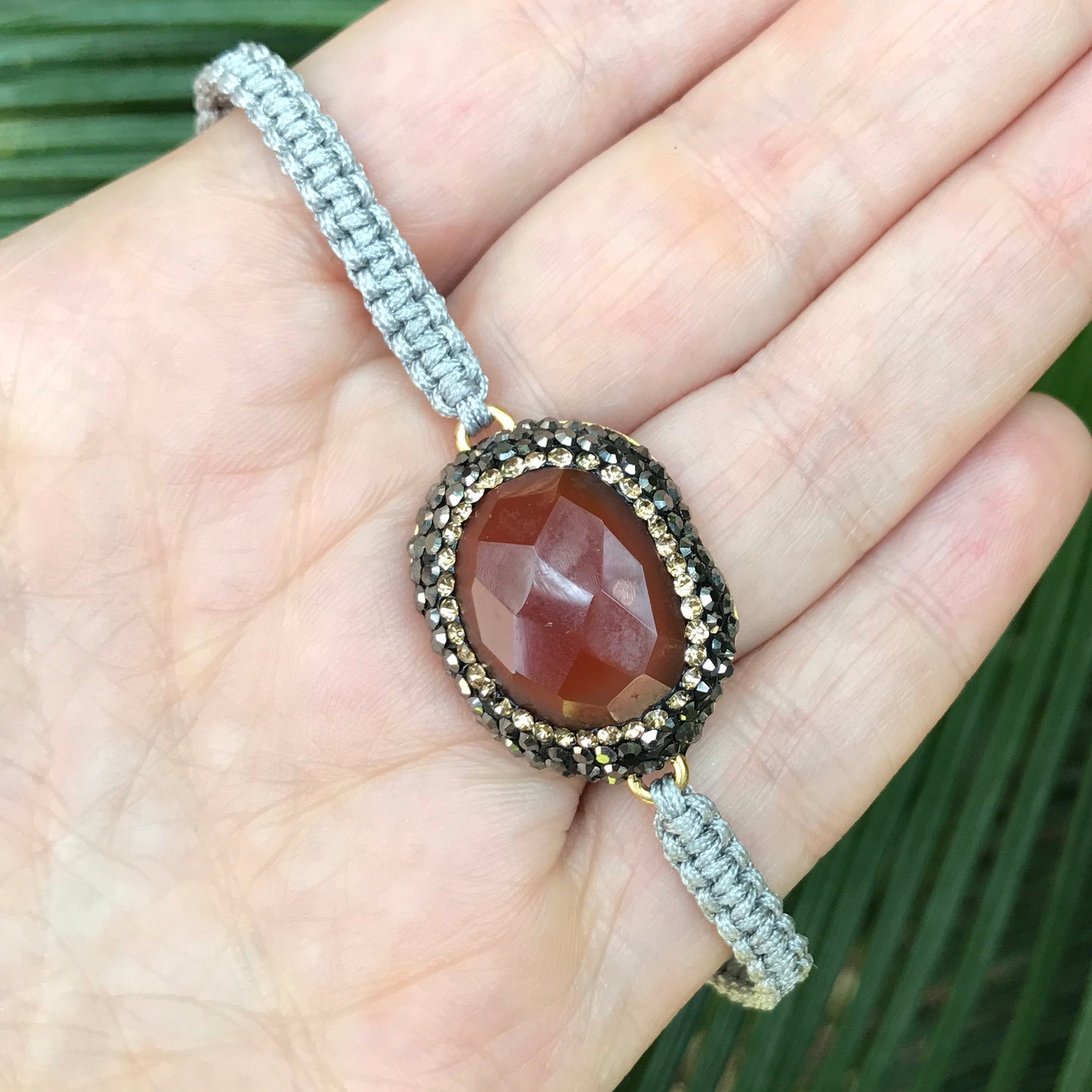 Pulseras de MACRAME con dijes de PLATA y PIEDRA NATURAL