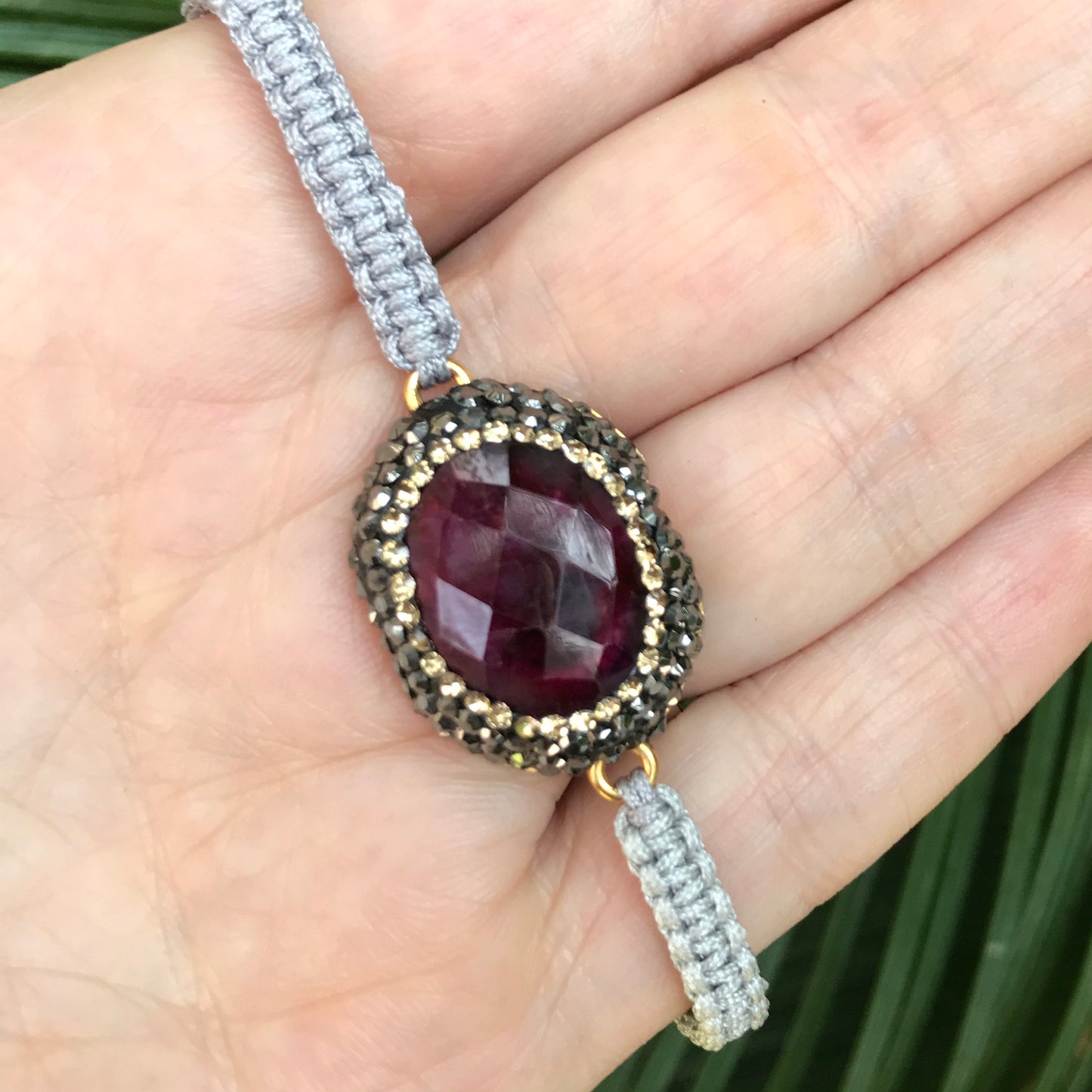 Pulseras de MACRAME con dijes de PLATA y PIEDRA NATURAL