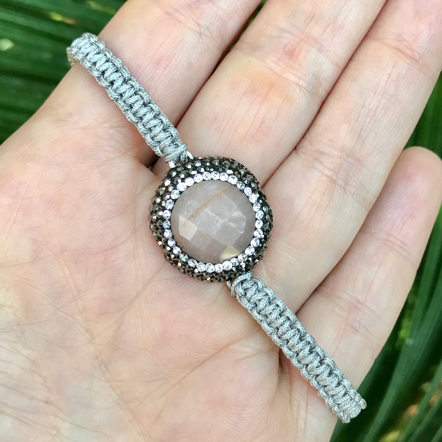 Pulseras de MACRAME con dijes de PLATA y PIEDRA NATURAL