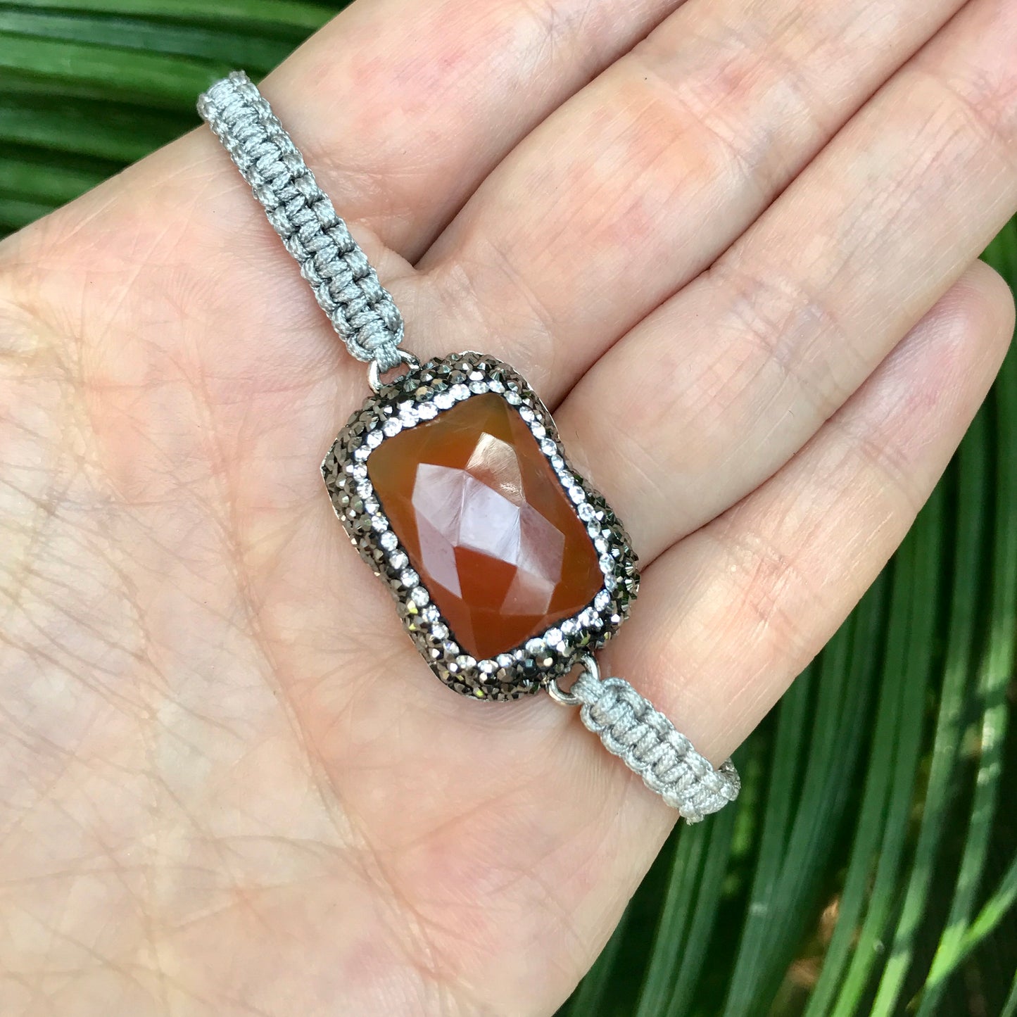Pulseras de MACRAME con dijes de PLATA y PIEDRA NATURAL