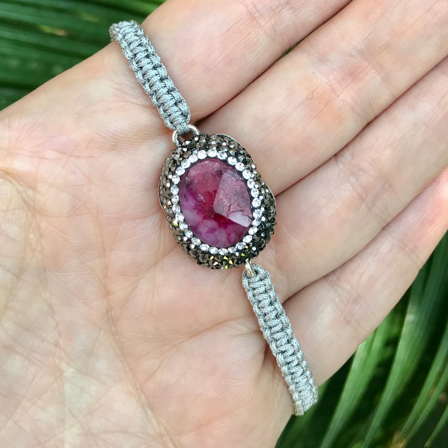 Pulseras de MACRAME con dijes de PLATA y PIEDRA NATURAL