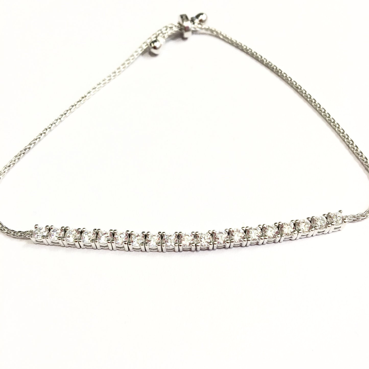 Pulsera ajustable de plata con CRISTALES CUADRADOS