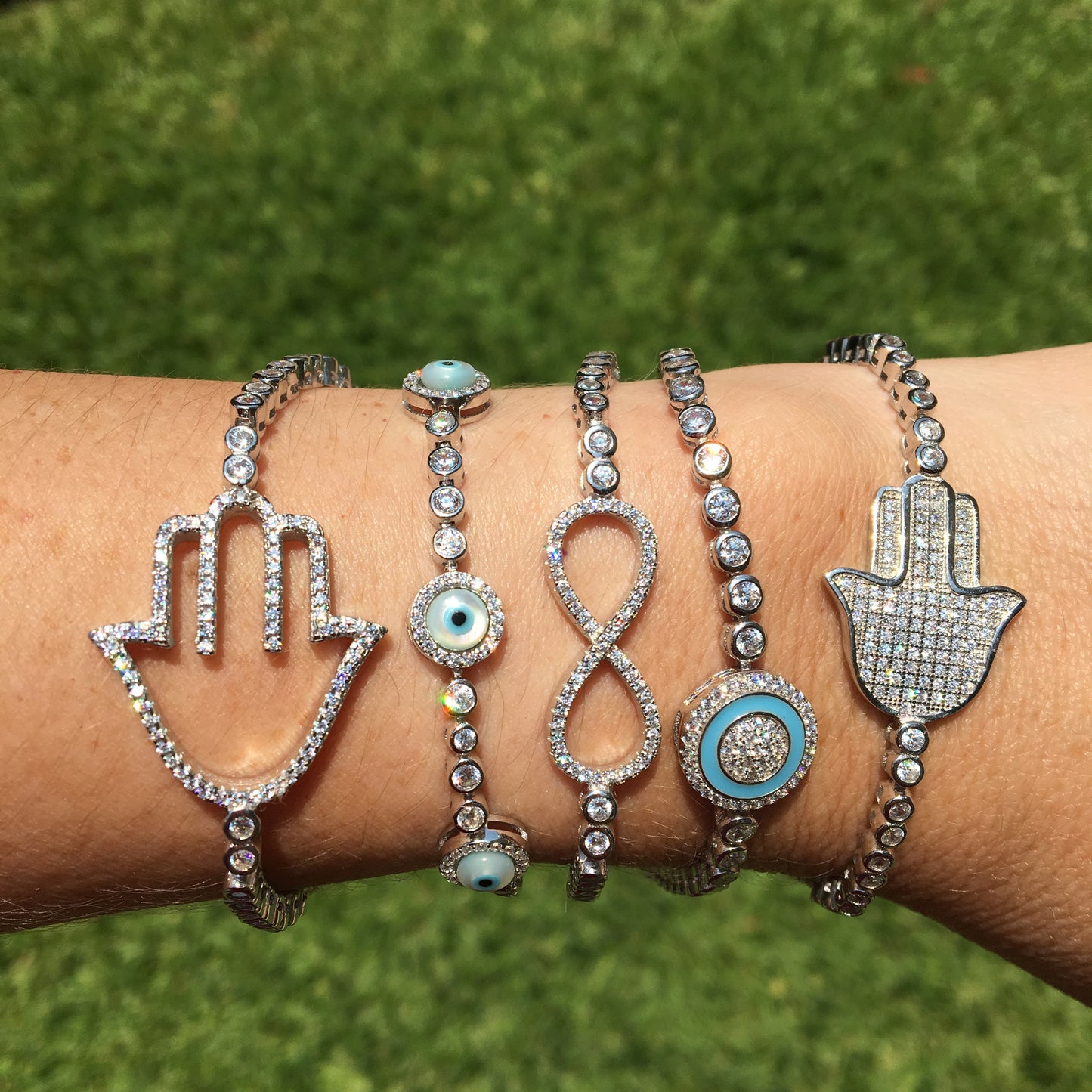 Pulsera ajustable de plata con ZIRCONIAS