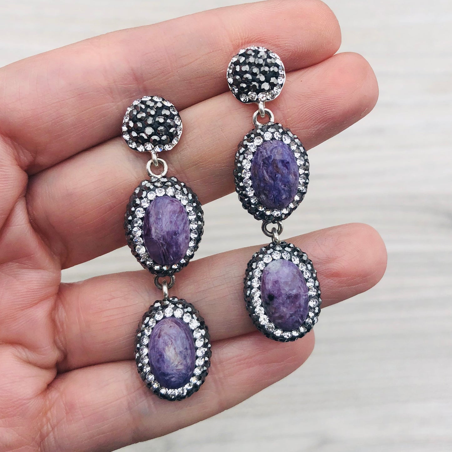 Aretes TURCOS de plata .925 DOBLES de PIEDRAS NATURALES