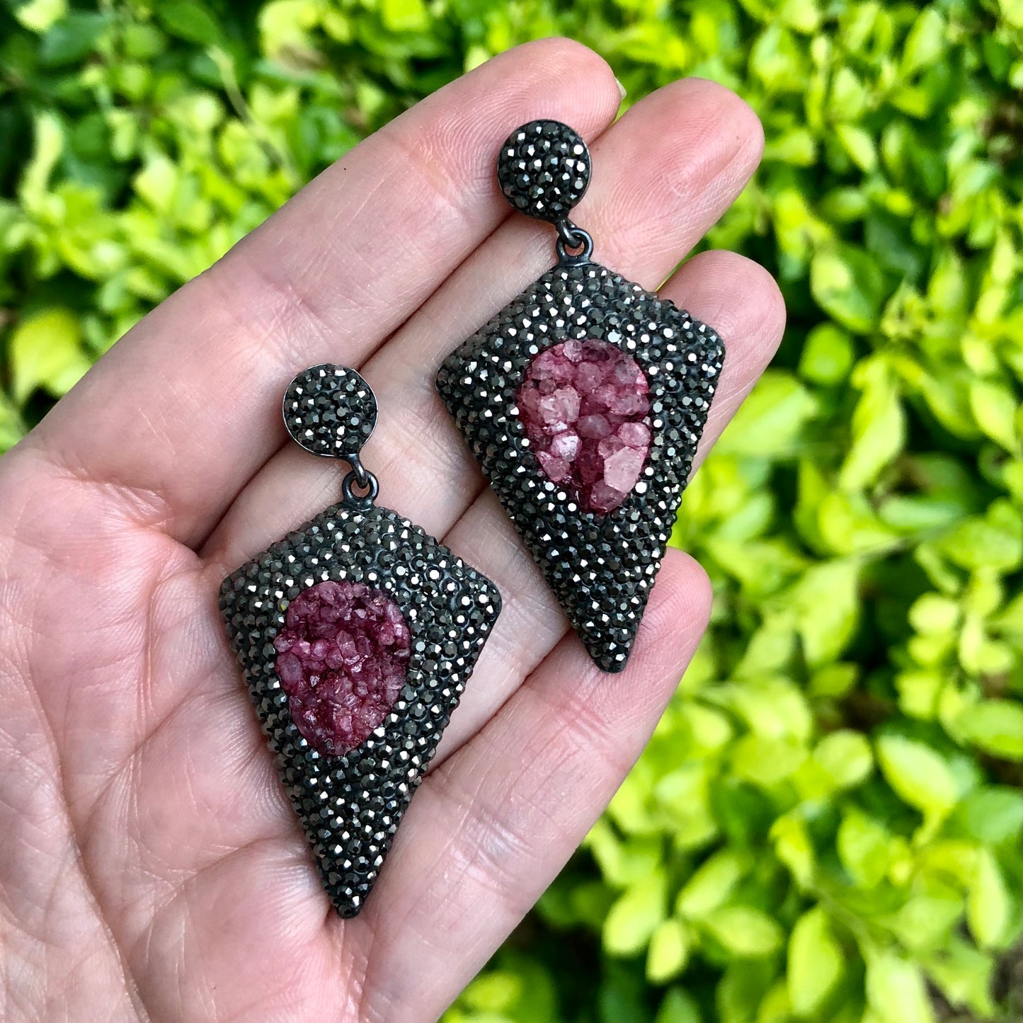 Aretes TURCOS de ROMBO con piedra natural