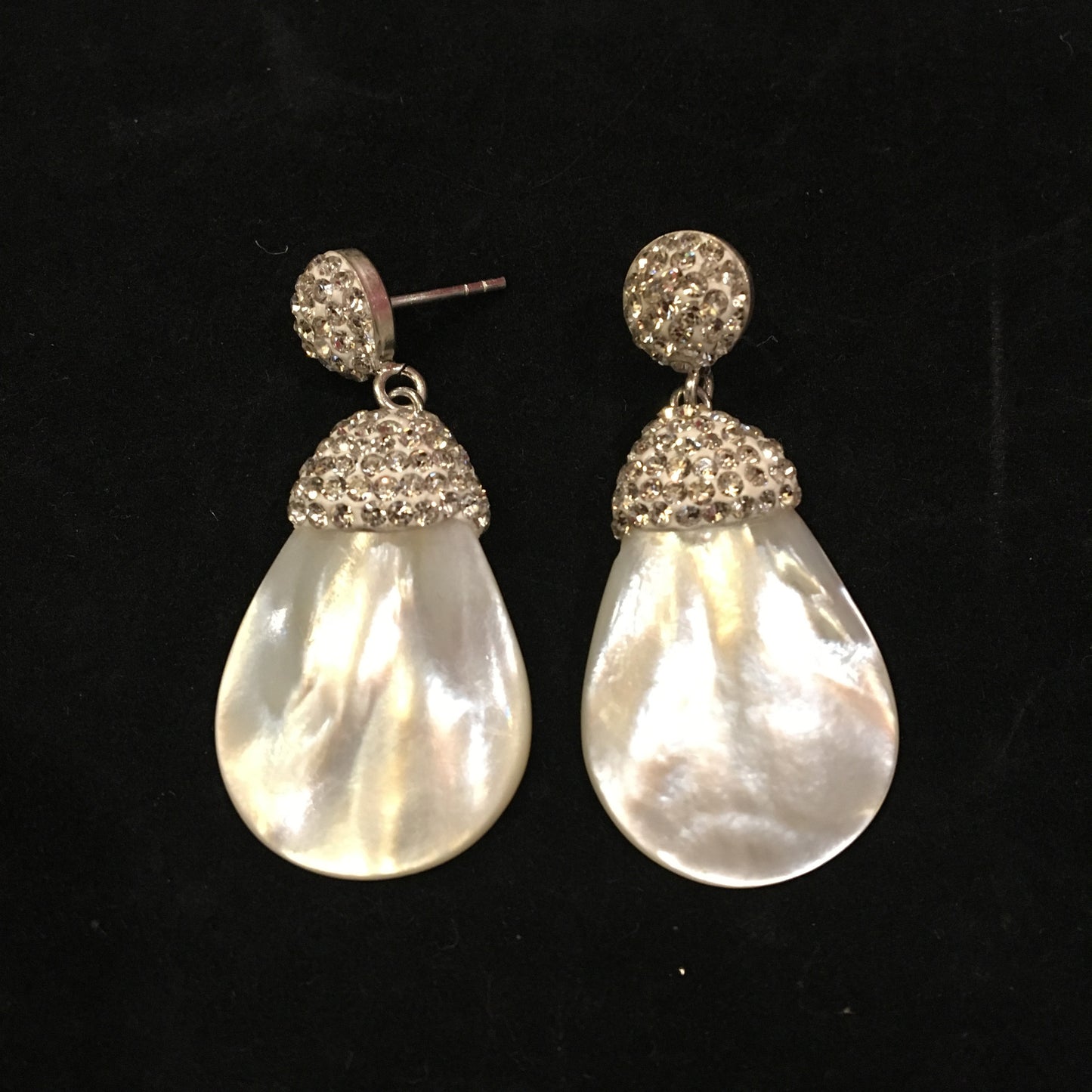 Arete de plata de MADRE PERLA de GOTA Con Cristales