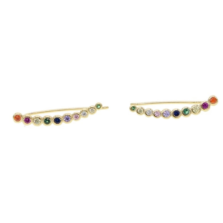 Arete tipo EAR CRAWLER con cristales de COLORES