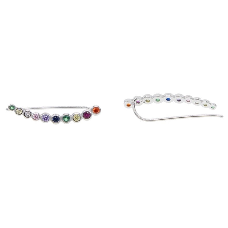 Arete tipo EAR CRAWLER con cristales de COLORES