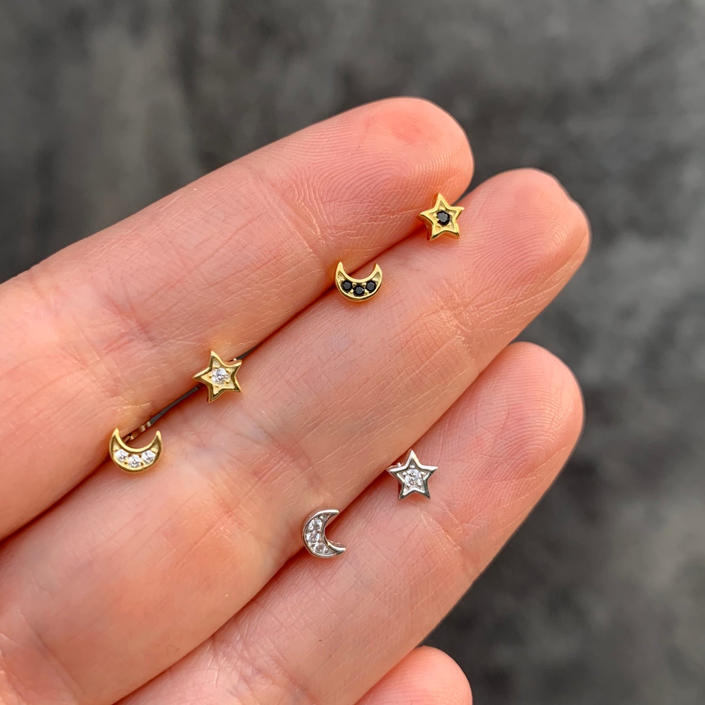 Arete de plata .925 de LUNA y ESTRELLA