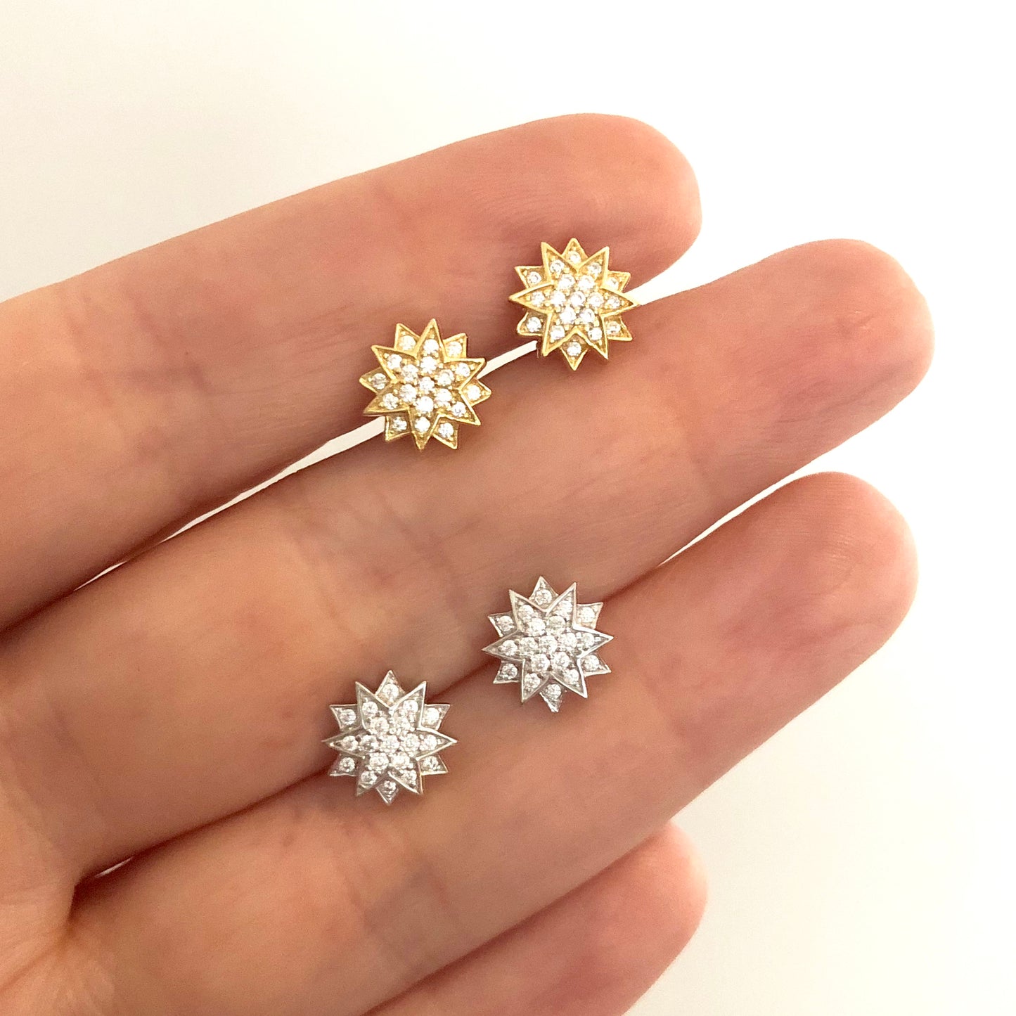 Arete de plata .925 de ESTRELLITAS con ZIRCONIAS