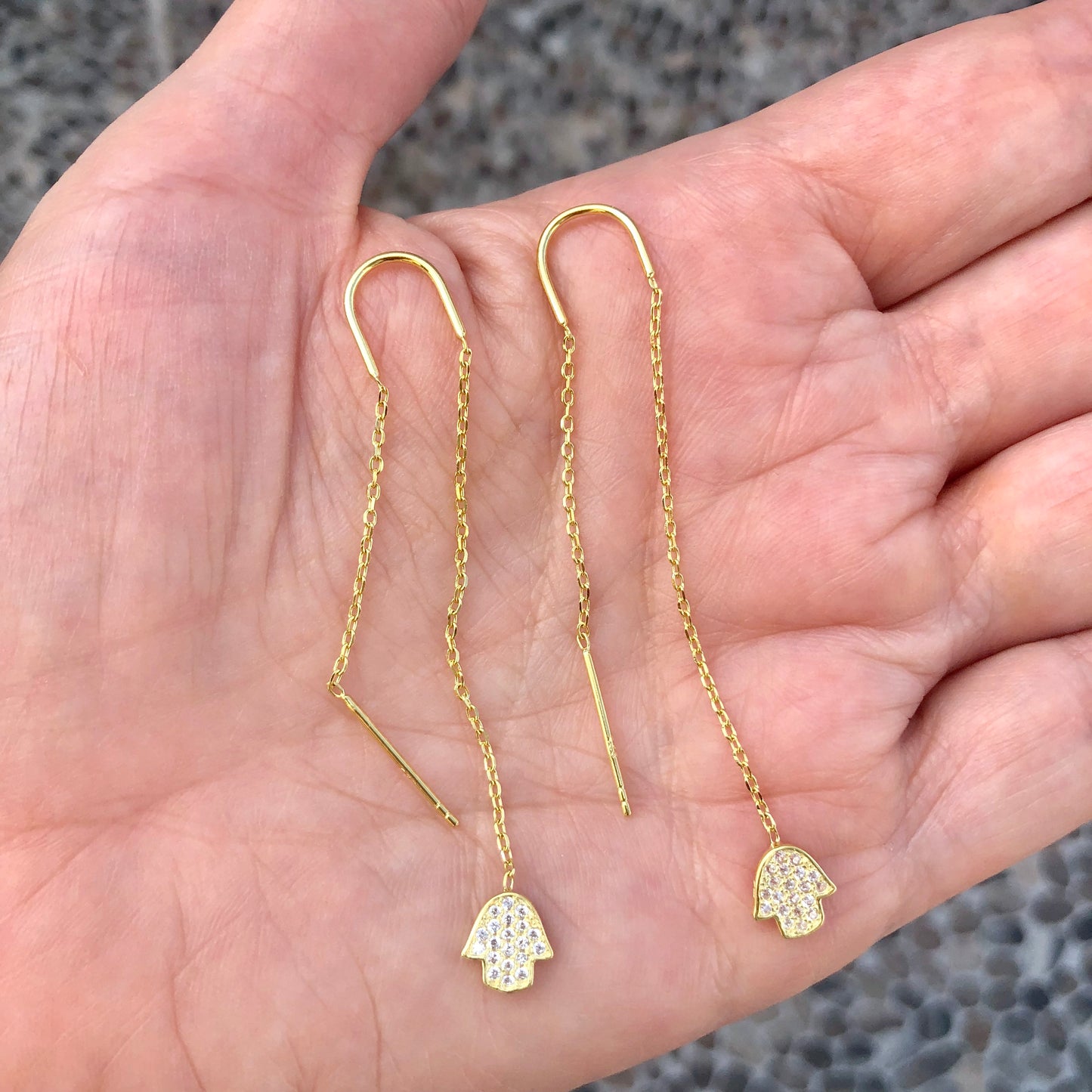 Arete de plata .925 de CADENITA con MANITA con ZIRCONIAS