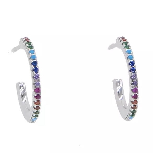 Arracada de PLATA con zirconias de COLORES