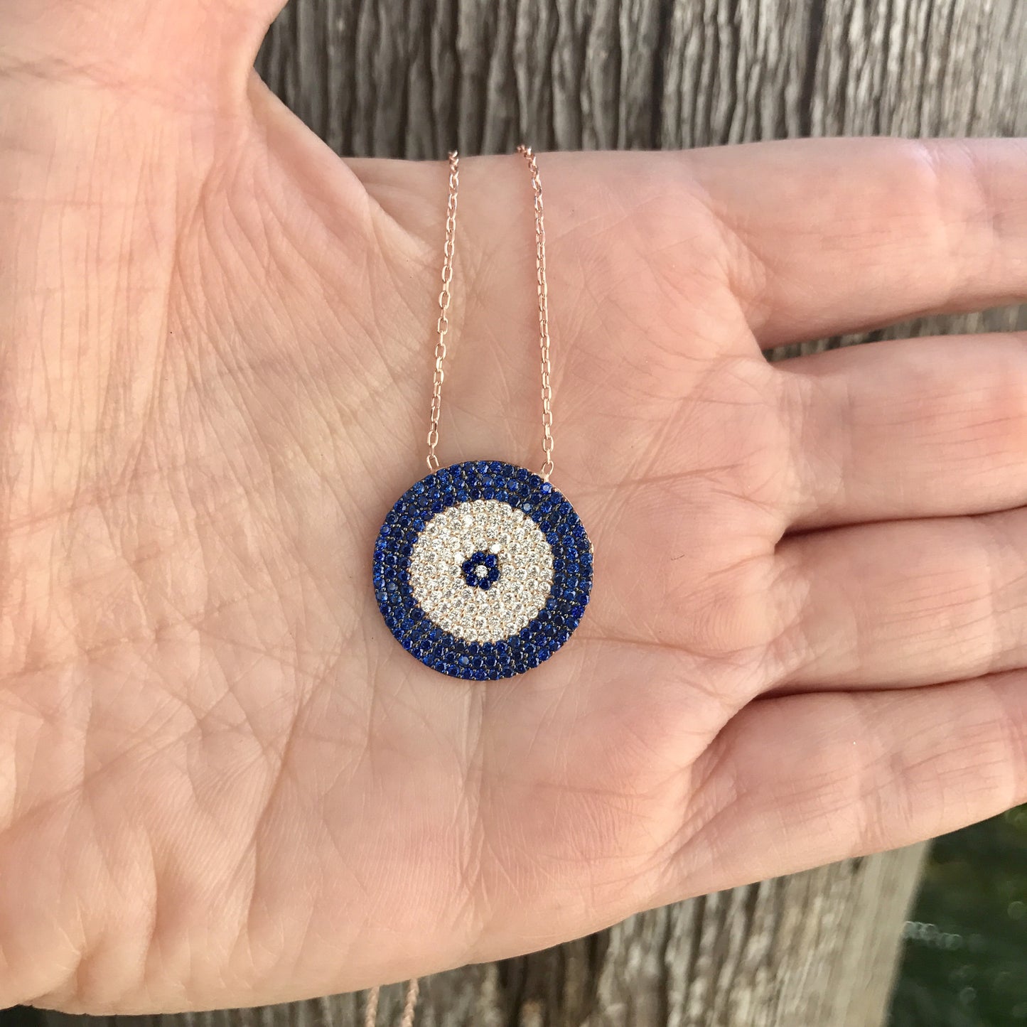 Cadenita de plata .925 con CIRCULO MEDIANO con OJO de PIEDRITAS
