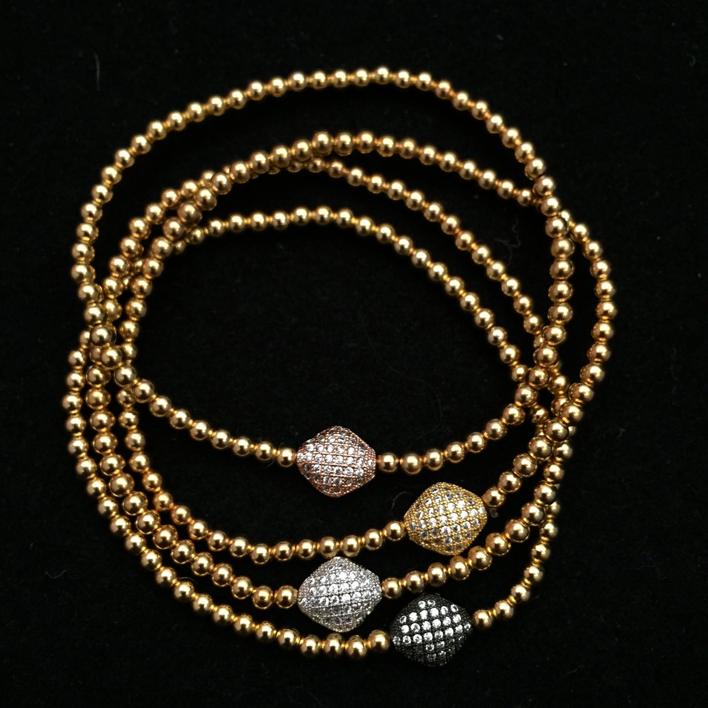 Pulseras de Goldfilled con rombo de Cristales (4 colores)