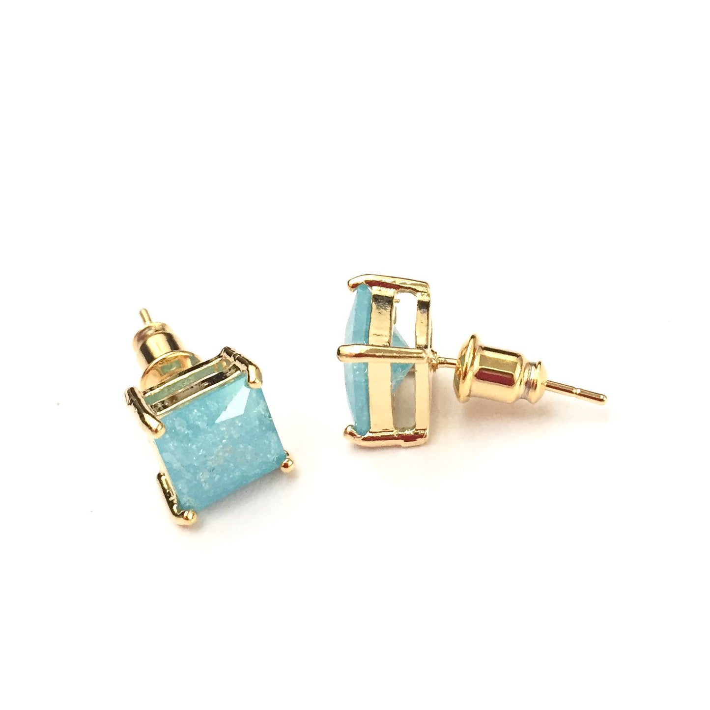 Arete broquel CUADRADO de CRISTAL
