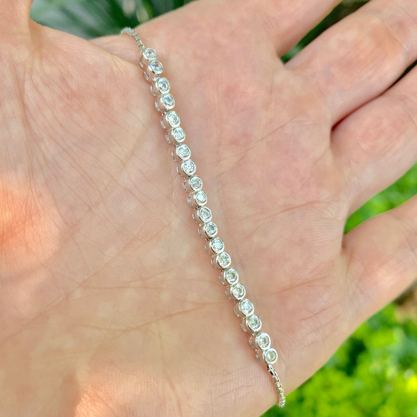 Pulsera ajustable de plata con CIRCULOS DE ZIRCONIA