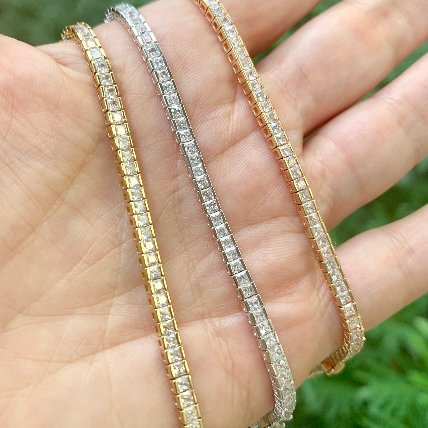 Pulsera de plata con ZIRCONIAS CUADRADAS