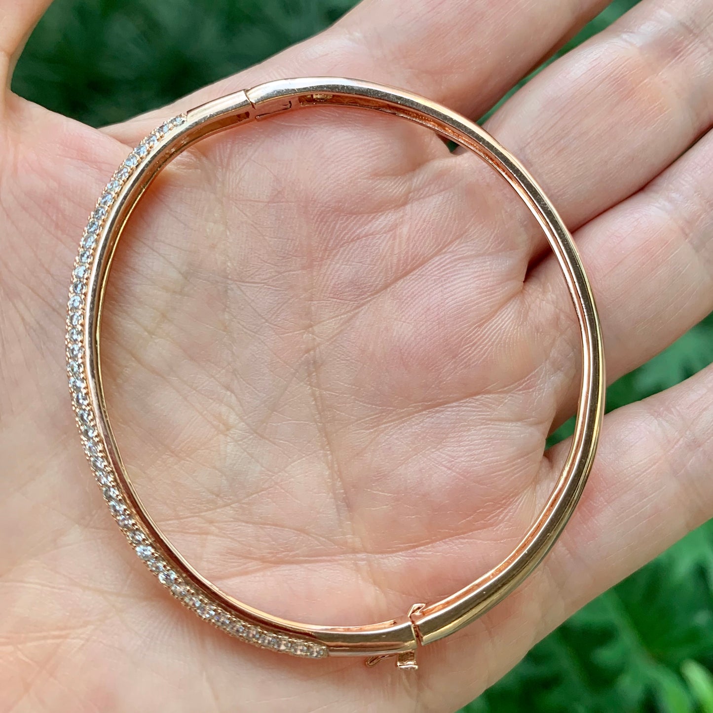 Pulsera de plata con baño de oro ROSA cubierta con mini ZIRCONIAS