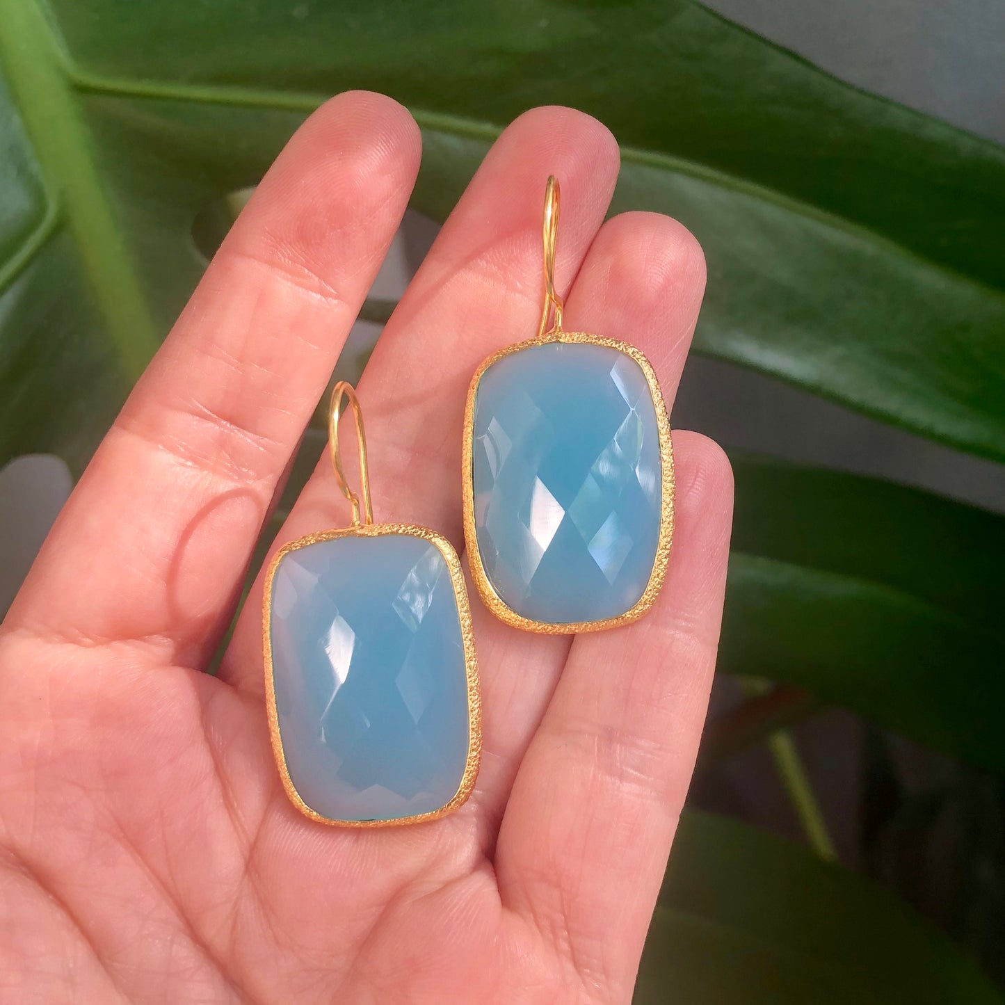 Arete de PLATA con Piedra Rectangular Grande