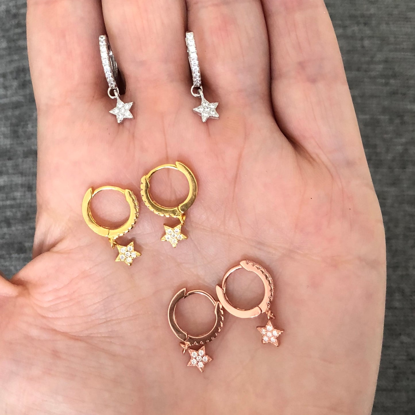 Arracadas de plata .925 con ZIRCONIAS y ESTRELLITA