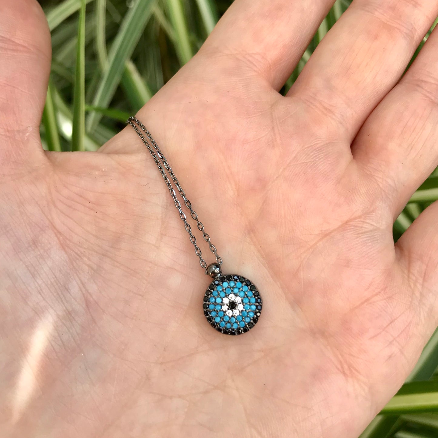 Cadenita de plata .925 con OJITO REDONDO con TURQUESAS