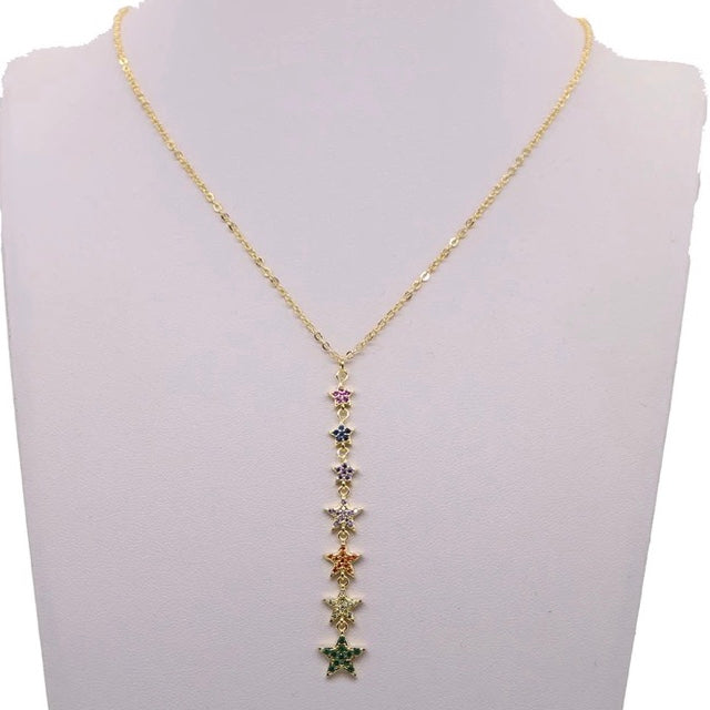 Cadenita CHOKER con dije largo de ESTRELLITAS RAINBOW