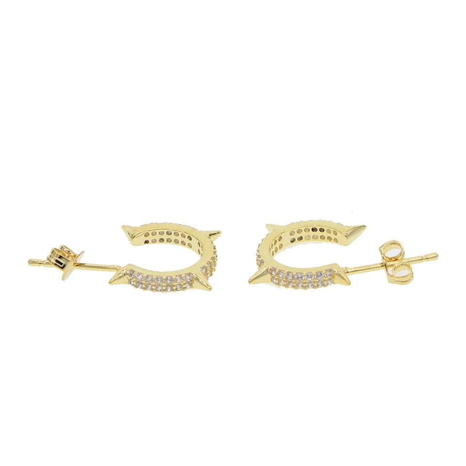 Arracada de RODIO con baño de oro con PICOS y ZIRCONIAS