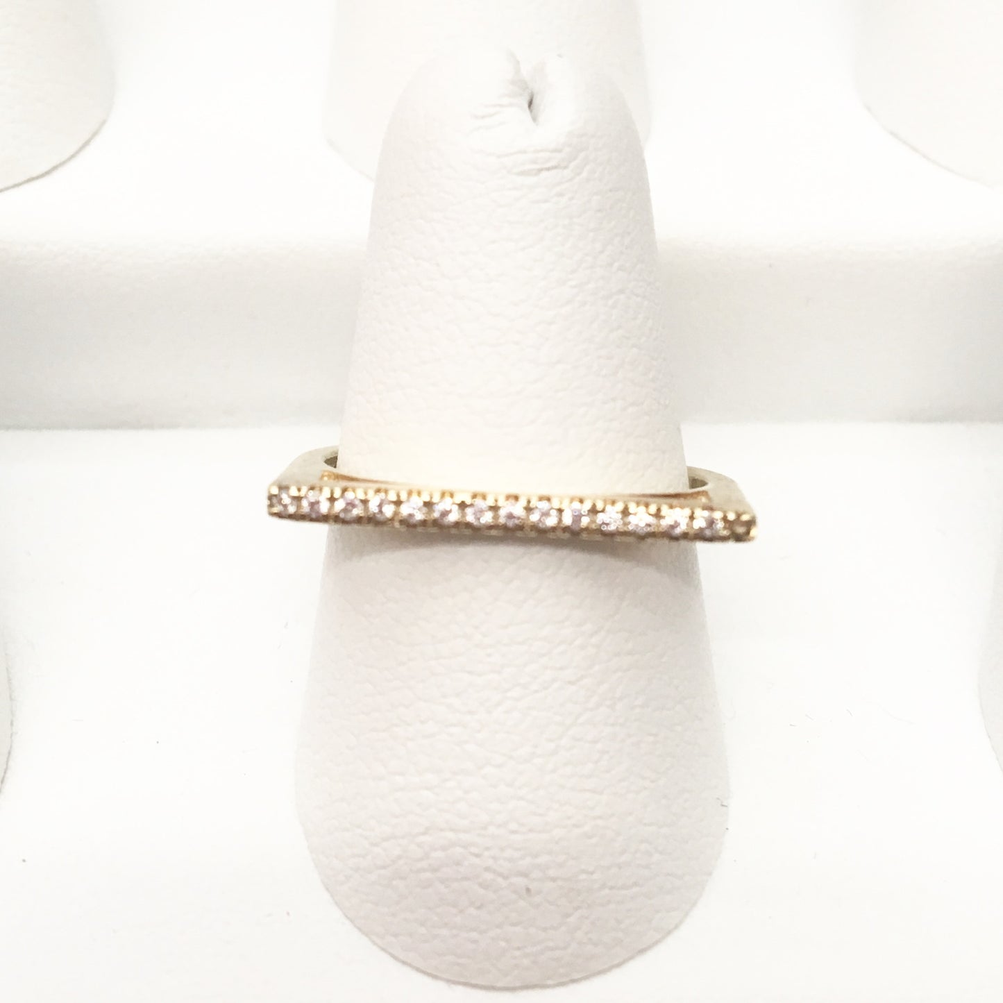 Anillo de plata DORADO PLANO con zirconias