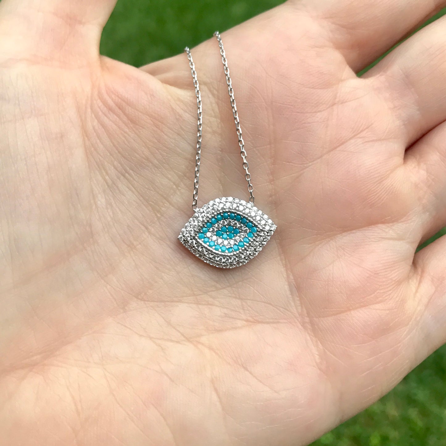 Cadenita de plata .925 con OVALO HORIZONTAL con OJO