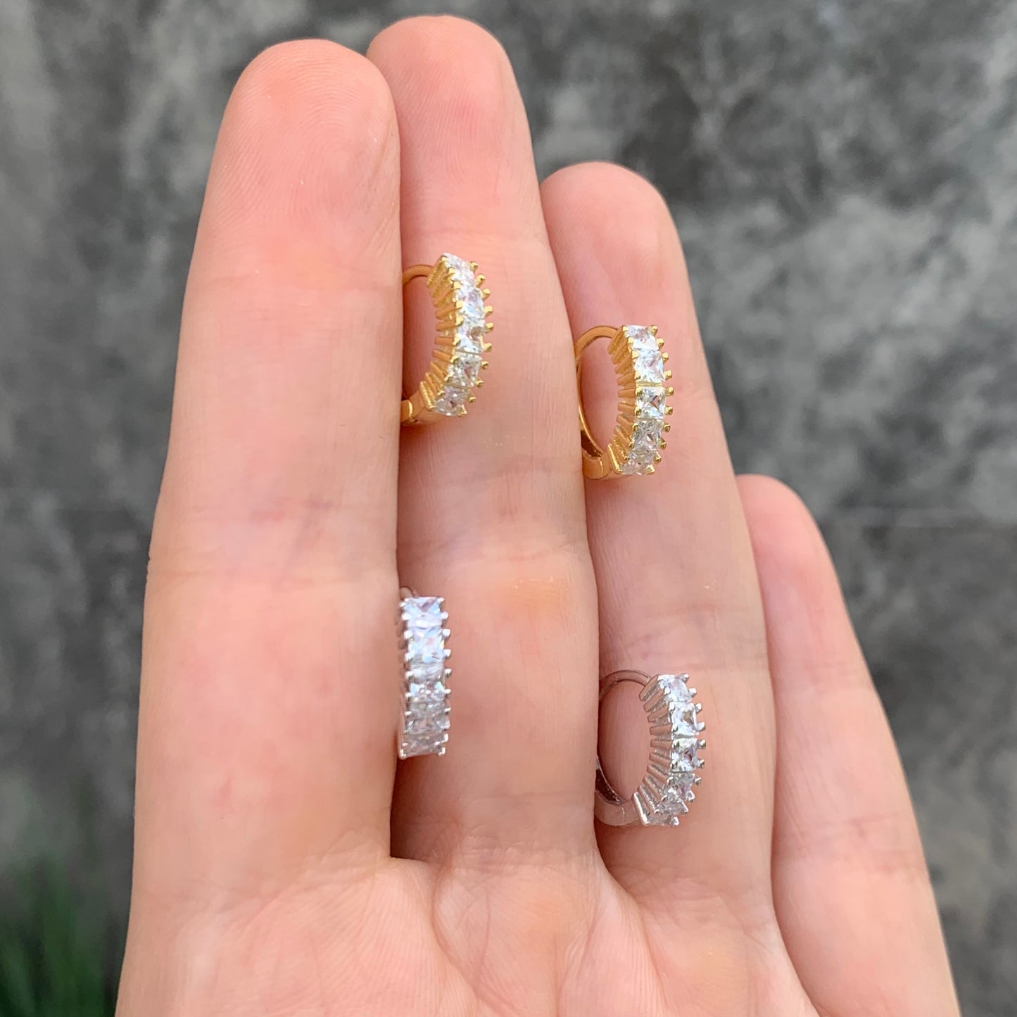 Arracadas de plata con BAGUETTES cuadrados