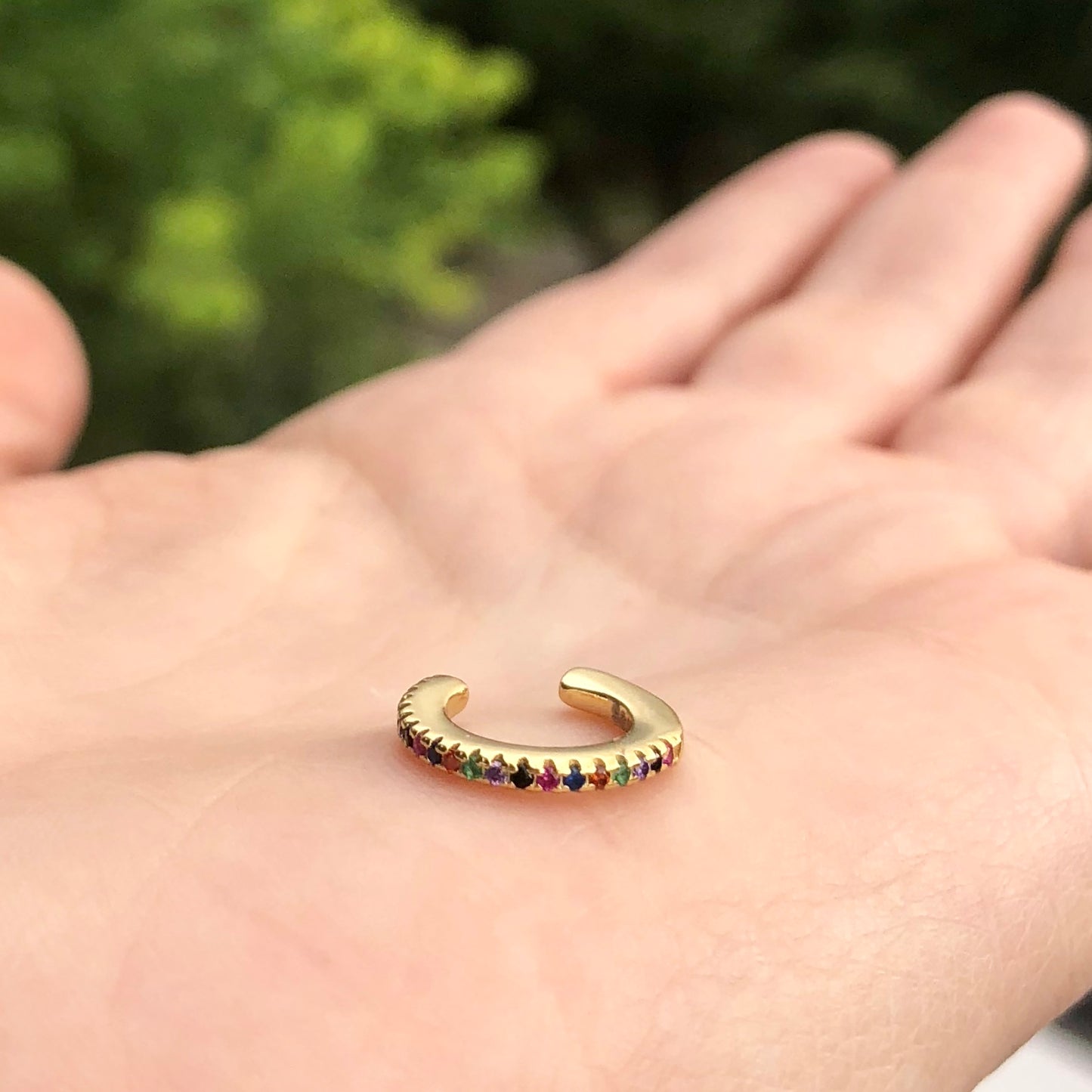 Aretes CUFF de plata con ZIRCONIAS de COLORES