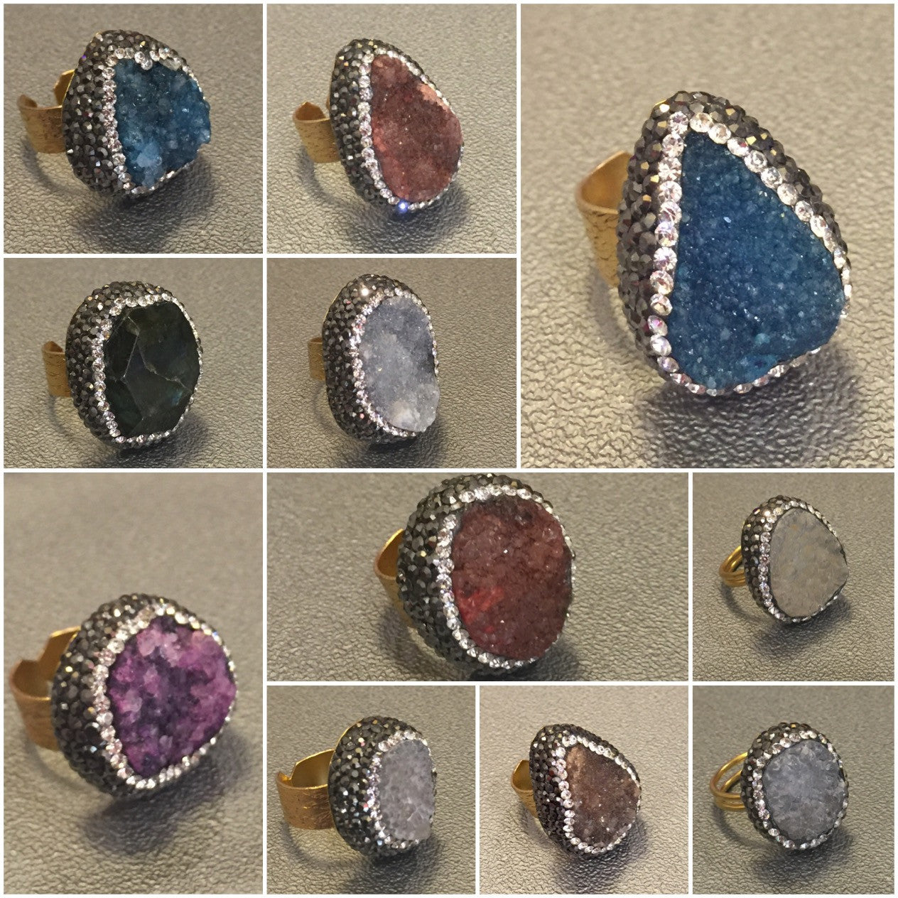 Anillo de Piedra Natural y Cristales