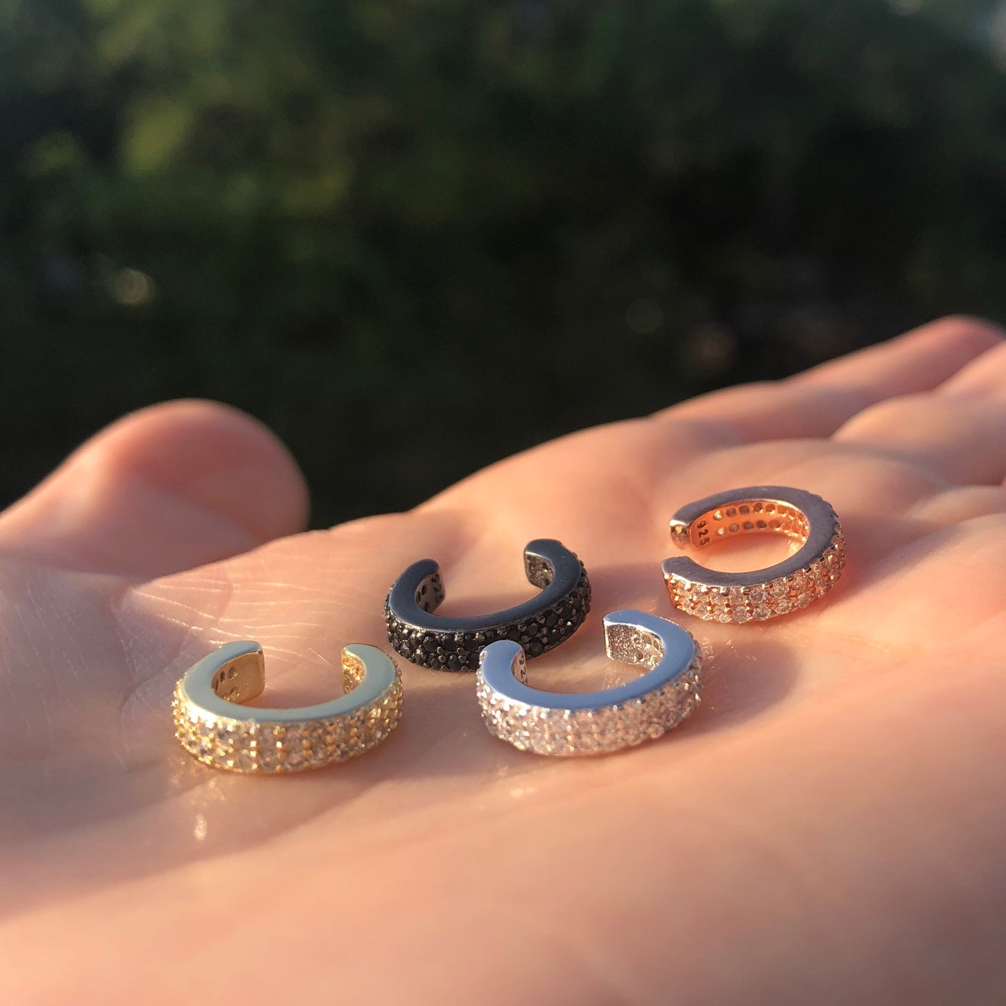 Aretes CUFF de plata DOBLE FILA de zirconias