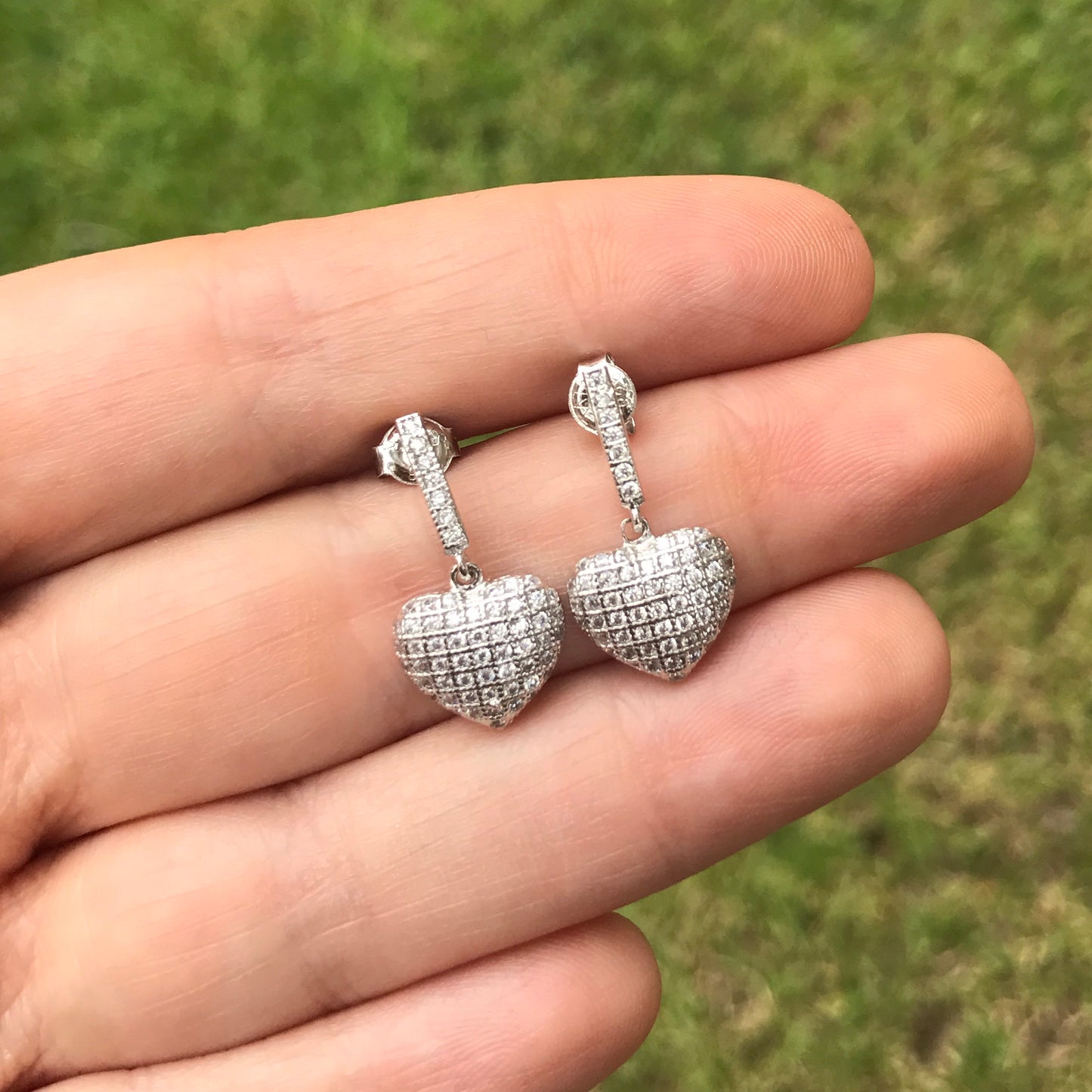 Arete de plata .925 con CORAZON y ZIRCONIAS