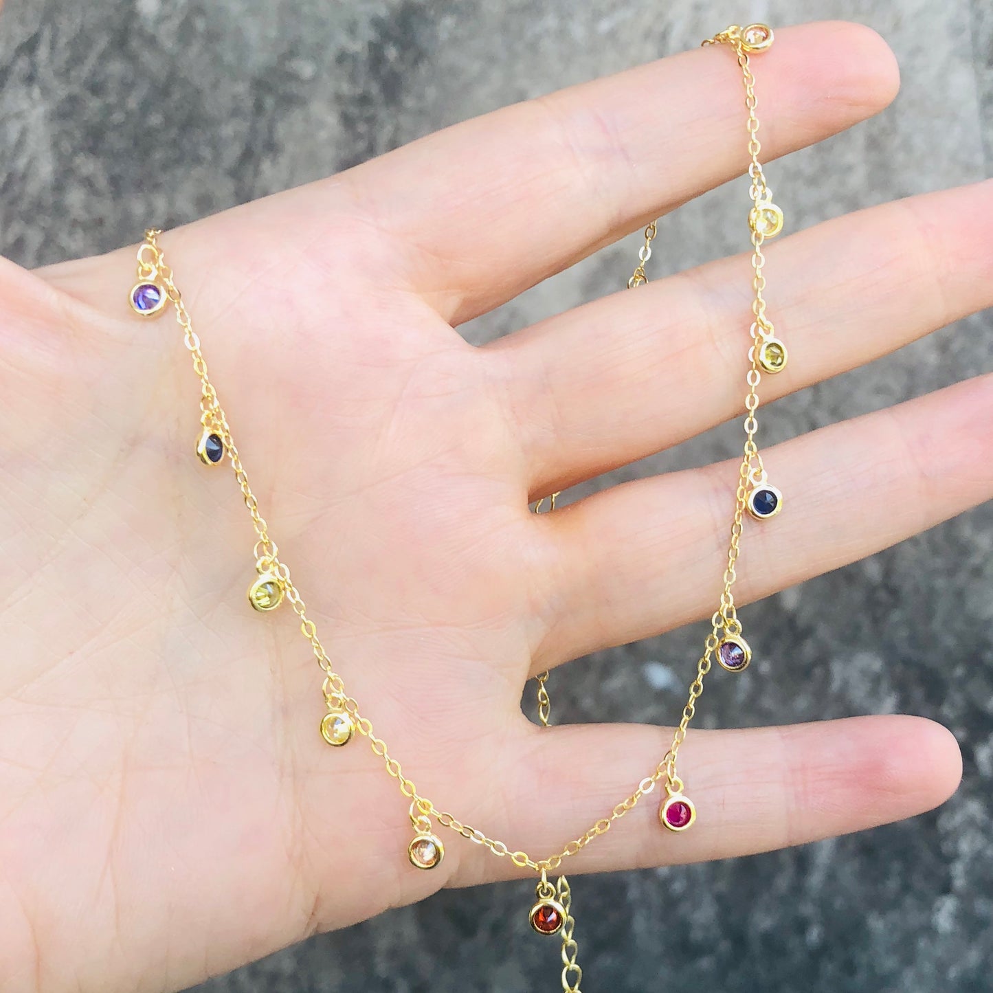 Cadenita CHOKER de plata con zirconias de COLORES