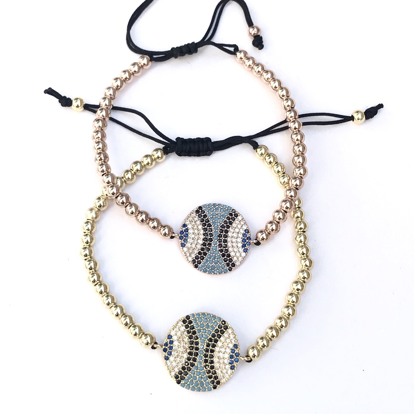 Pulseras AJUSTABLES de bolitas de ACERO INOXIDABLE con CIRCULO