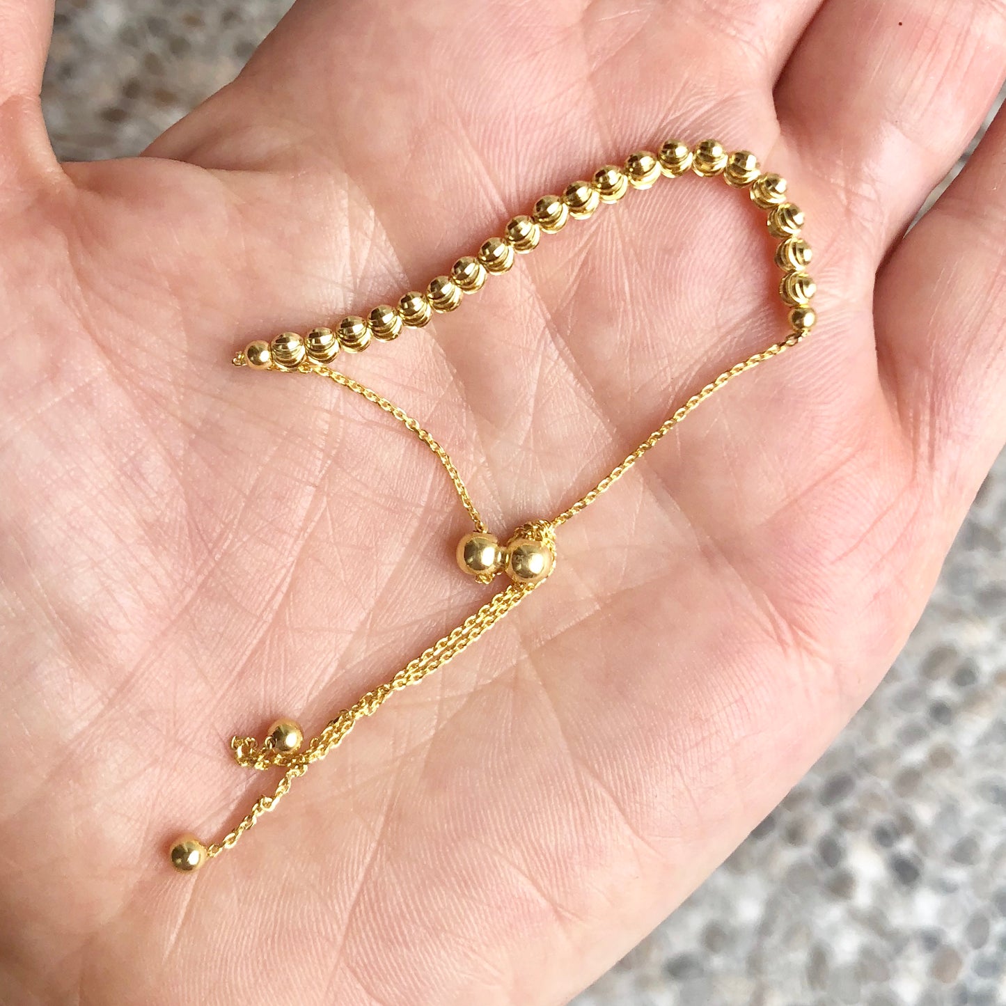 Pulseras ajustables con BOLITAS DE PLATA FACETEADA