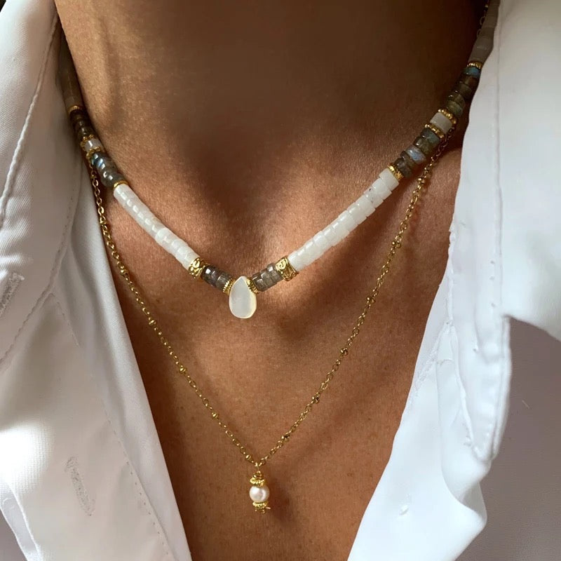 Collar rondeles de labradorita con GOTA