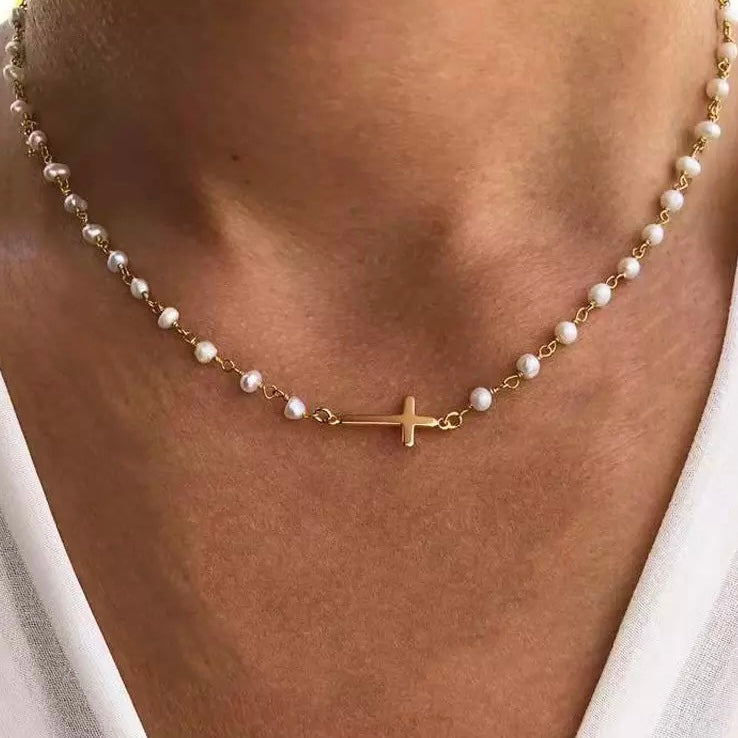 Collar PERLAS con CRUZ