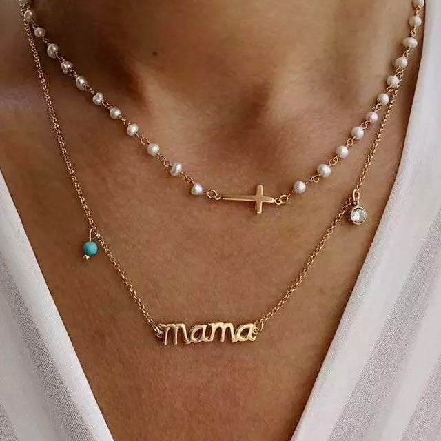 Collar PERLAS con CRUZ