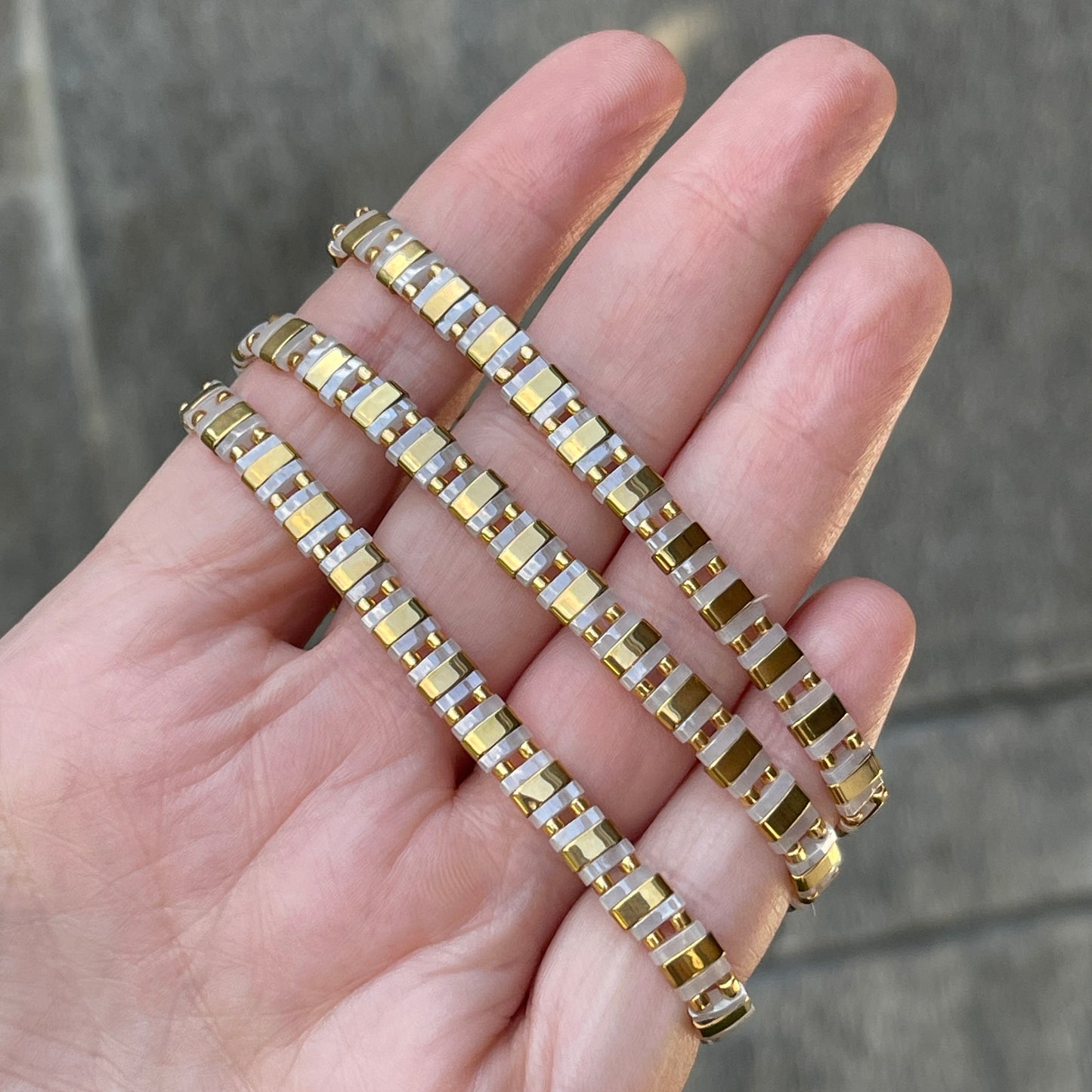 Pulseras ELASTICAS con dorado y plateado