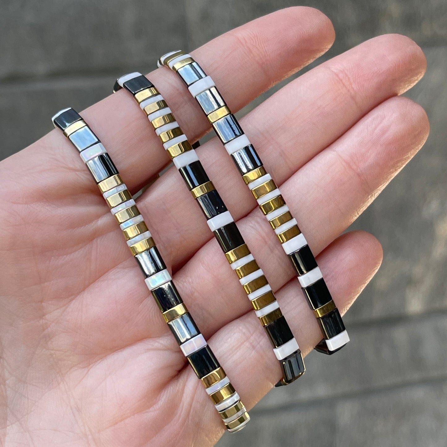 Pulseras ELASTICAS con dorado y plateado
